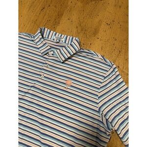 Peter Millar Polo Shirt Mens XL Blue Purple Striped Performance Summer Comfort